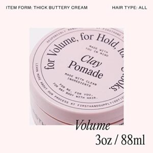 Firsthand Supply Clay Pomade - Clean & Non-toxic Hair Care Ingredients - Long Lasting & Easy to Restyle - 3oz (88ml)