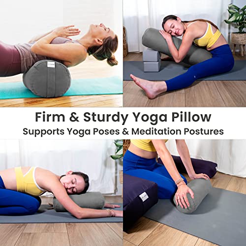 Sol Living Yoga Bolster Pillow Cotton Meditation Cushion Meditation Accessories for Restorative Yoga Meditation Pillow Cylindrical Yoga Pillow Firm Body Pillow Bolster Pillow for Legs Removable Cover