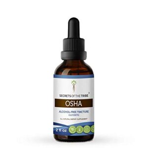 secrets of the tribe osha tincture alcohol-free extract, high-potency herbal drops, tincture made from responsibly farmed osha ligusticum porteri respiratory system health 2 oz