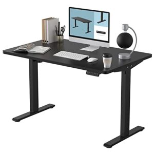 flexispot en1 standing desk height adjustable desk 48 inches whole-piece desktop electric sit stand up desk memory controllerhome office desks (black frame + 48″ black table top, 2 packages)