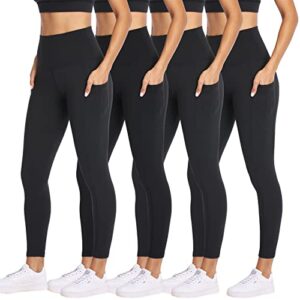 nexiepoch 4 pack leggings for women with pockets- high waisted tummy control for workout running yoga pants reg & plus size