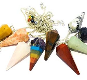 CRYSTALMIRACLE Ten Gemstone Cone Pendulums Reiki Gift Wellness Energy Dowsing Metaphysical Crystal Healing Feng Shui Meditation Success Chakra Balancing Powerful Spiritual Health Wealth