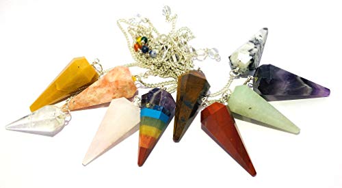 CRYSTALMIRACLE Ten Gemstone Cone Pendulums Reiki Gift Wellness Energy Dowsing Metaphysical Crystal Healing Feng Shui Meditation Success Chakra Balancing Powerful Spiritual Health Wealth