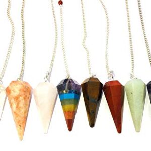 CRYSTALMIRACLE Ten Gemstone Cone Pendulums Reiki Gift Wellness Energy Dowsing Metaphysical Crystal Healing Feng Shui Meditation Success Chakra Balancing Powerful Spiritual Health Wealth