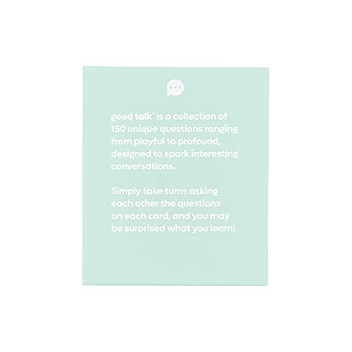 Good Talk: 150 Conversation Cards | Better Relationships with Friends and Family | Game Nights, Dinner Table Conversation Starters, Car Game for Road Trips and More | Friends Edition | Mint Green