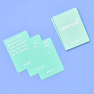 Good Talk: 150 Conversation Cards | Better Relationships with Friends and Family | Game Nights, Dinner Table Conversation Starters, Car Game for Road Trips and More | Friends Edition | Mint Green