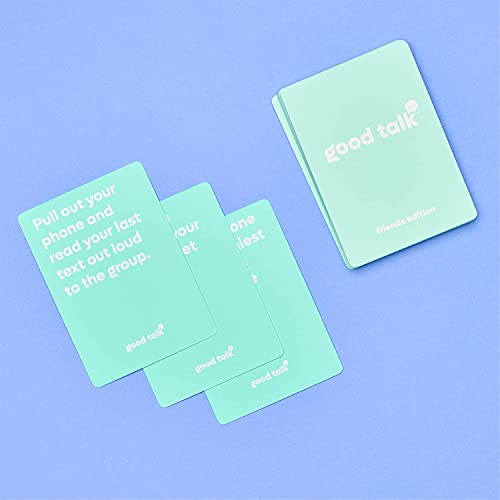 Good Talk: 150 Conversation Cards | Better Relationships with Friends and Family | Game Nights, Dinner Table Conversation Starters, Car Game for Road Trips and More | Friends Edition | Mint Green