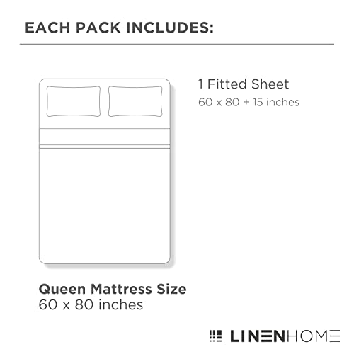 100% Cotton Percale Fitted Sheet Queen Size, White, 1 Deep Pocket Fitted Sheet, Crisp and Cool Strong Bed Linen, 60"X80"+15"
