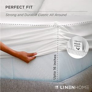 100% Cotton Percale Fitted Sheet Queen Size, White, 1 Deep Pocket Fitted Sheet, Crisp and Cool Strong Bed Linen, 60"X80"+15"