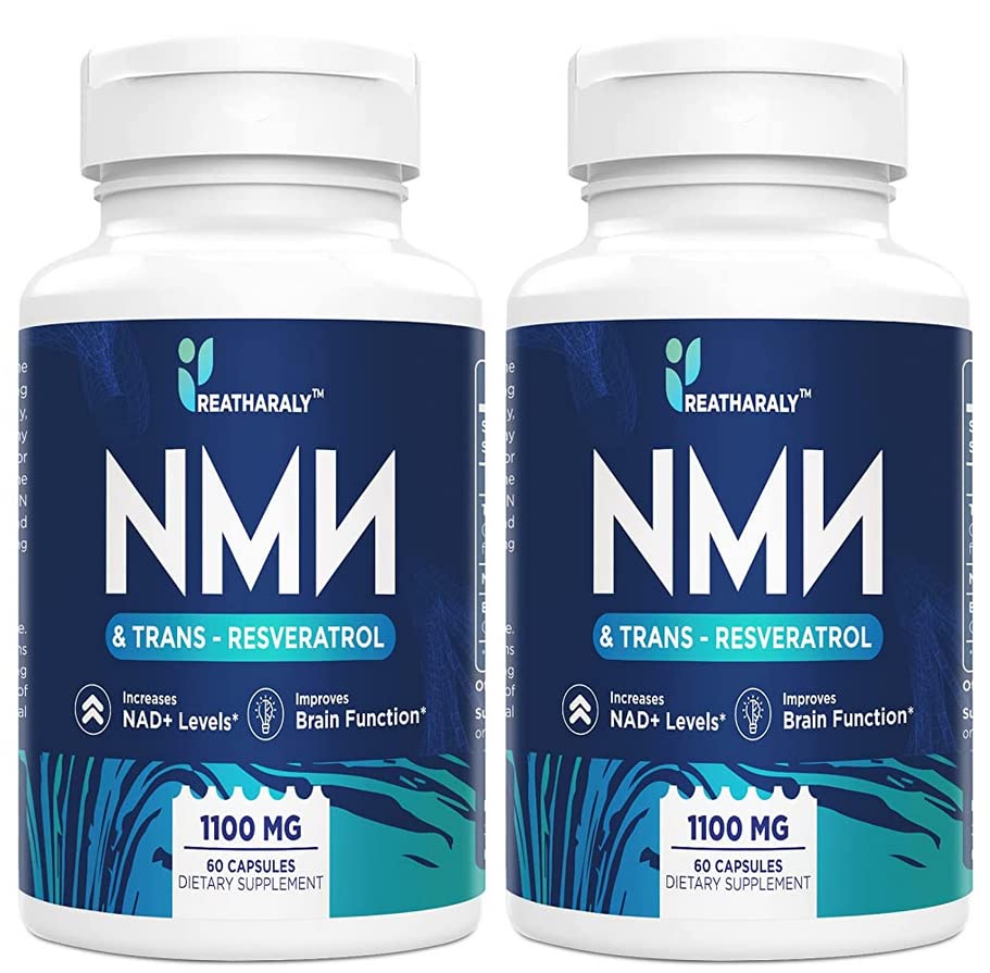 NMN 500mg + Trans-Resveratrol Supplement 1100mg, nmn resveratrol supplements 1000mg for Powerful Antioxidant & Anti-Aging Supplement, Cell Repair, Boost Energy, Boost NAD+, Immune Health, 120 Capsules