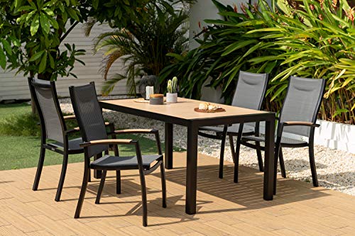 Armen Living Panama Outdoor 5 Piece Black Aluminum Dining Set