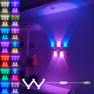 rgb wall light,bedroom decorative wall lighting,color changing mood light, dynamic night light. breathing, flickering and other 17 color modes, suitable for bedroom, living room, corridor,cinema…