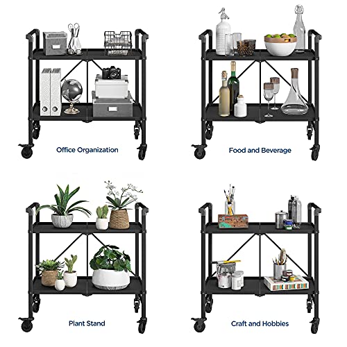 Cosco Outdoor Living INTELLIFIT Outdoor Or Indoor Folding 2 Shelves, Black Serving Cart