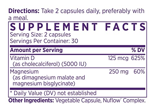 NAOMI Activated Vitamin D, Vitamin D3 5000 IU with Magnesium Supplement, Vitamin D for Strong Bones, Balanced Mood and Optimal Immune Support, K Minerals, D Vitamin IU- 60 Veggie Capsules