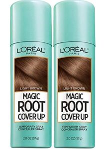 l’oreal paris hair color root cover up temporary gray concealer spray light brown (pack of 2) (packaging may vary)