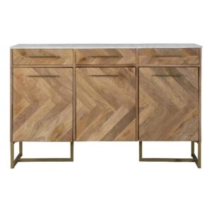 coaster 3-door farmhouse wood accent cabinet in natural/gold