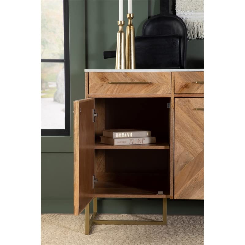 Coaster 3-Door Farmhouse Wood Accent Cabinet in Natural/Gold