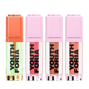 youthforia byo blush 4-pack, original color-changing blush oil & non-color changing tinted blush oils, buildable formulas, vegan & cruelty-free