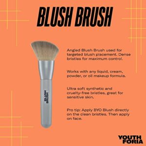 Youthforia Blush Brush, Soft Angled Makeup Brush For Blending Powder, Cream, & Liquid Formulas, Creates A Flawless Finish, Vegan & Cruelty-Free