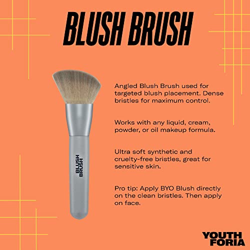 Youthforia Blush Brush, Soft Angled Makeup Brush For Blending Powder, Cream, & Liquid Formulas, Creates A Flawless Finish, Vegan & Cruelty-Free