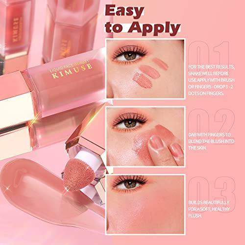 KIMUSE Soft Cream Blush Makeup, Liquid Blush for Cheeks, Weightless, Long-Wearing, Smudge Proof, Natural-Looking, Dewy Finish, Skin Tint Blush Makeup