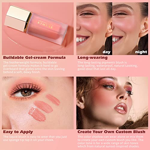 KIMUSE Soft Cream Blush Makeup, Liquid Blush for Cheeks, Weightless, Long-Wearing, Smudge Proof, Natural-Looking, Dewy Finish, Skin Tint Blush Makeup