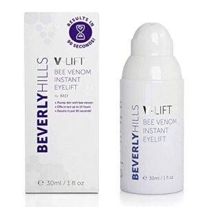beverly hills v-lift instant eye lift and eye tuck bee venom serum for puffy eyes, dark circles, wrinkles, and under eye bags treatment for women and men | 30ml (120 day supply)