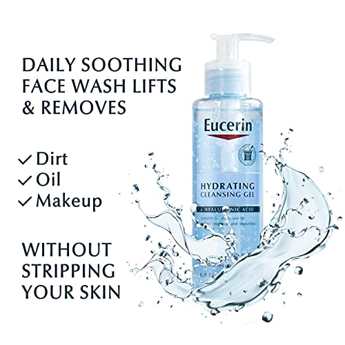 Eucerin Hydrating Cleansing Gel, Daily Facial Cleanser Formulated with Hyaluronic Acid, 6.8 Fl Oz