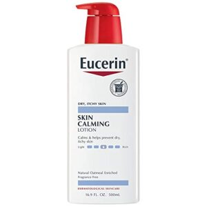 eucerin skin calming lotion – full body lotion for dry, itchy skin, natural oatmeal enriched – 16.9 fl. oz pump bottle