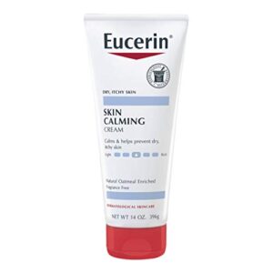 eucerin skin calming cream – full body lotion for dry, itchy skin, natural oatmeal enriched – 14 oz. tube