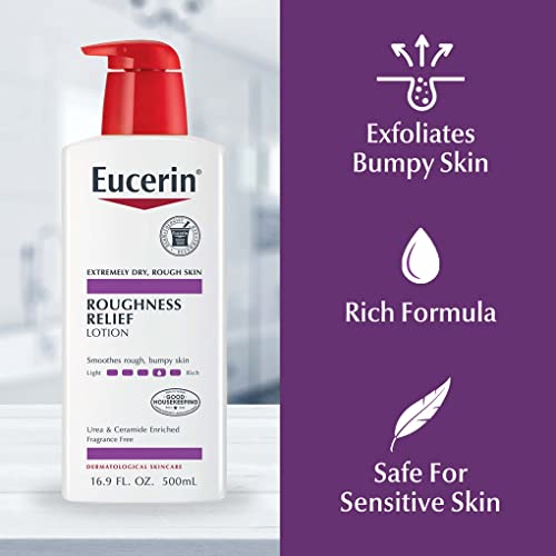 Eucerin Roughness Relief Body Lotion, Unscented Body Lotion for Dry Skin, 16.9 Fl Oz Pump Bottle