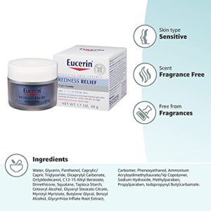 Eucerin Redness Relief Night Creme - Gently Hydrates To Reduce Redness-Prone Skin At Night - 1.7 oz Jar