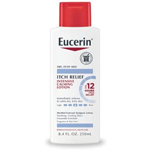 eucerin itch relief intensive calming lotion, itch-relieving lotion for sensitive dry skin, 8.4 fl oz bottle