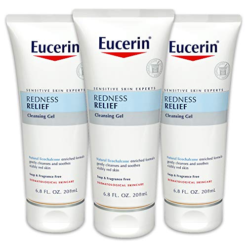 Eucerin Redness Relief Cleansing Gel - Fragrance Free, Gently Cleanses Sensitive Skin - 6.8 fl. oz. Tube (Pack of 3)