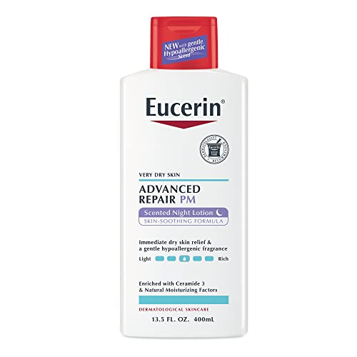 Eucerin Advanced Repair Night Lotion, 48 Hour Moisturizing Body Lotion for Dry Skin, Paraben Free Body Lotion with a Hypoallergenic Soothing Scent, 13.5 Fl Oz Bottle
