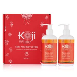 Koji White Kojic Acid & Papaya Body Lotion, Women Gift Sets for Skin Brightening, Nourishing, Skin Radiance, Rejuvenate Skin Cells, Quick Absorbing, Vegan, Not Tested on Animals, 8.45 Fl Oz (2 Packs)