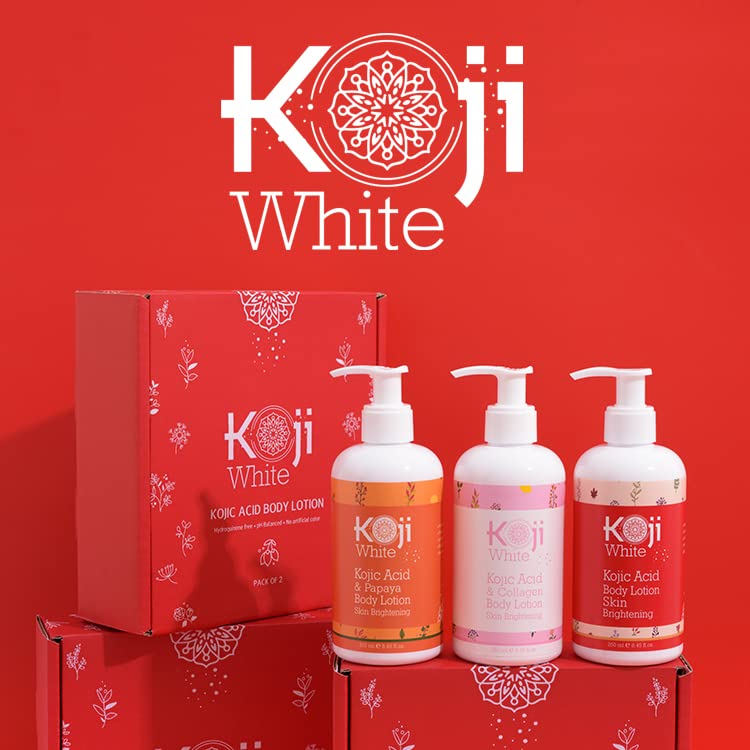 Koji White Kojic Acid & Papaya Body Lotion, Women Gift Sets for Skin Brightening, Nourishing, Skin Radiance, Rejuvenate Skin Cells, Quick Absorbing, Vegan, Not Tested on Animals, 8.45 Fl Oz (2 Packs)