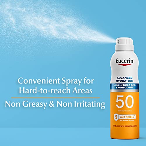 Eucerin Advanced Hydration SPF 50 Sunscreen Spray, Lightweight Sunscreen Lotion Spray, 6 Fl Oz Spray Bottle