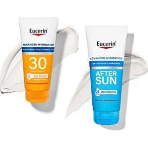 eucerin sun advanced hydration spf 30 sunscreen lotion + eucerin advanced hydration after sun lotion (5 fluid ounce sunscreen and 6.7 fluid ounce after sun lotion)