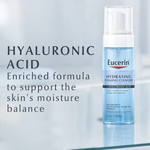 Eucerin Hydrating Foaming Daily Facial Cleanser with Hyaluronic Acid, 5 Fl Oz