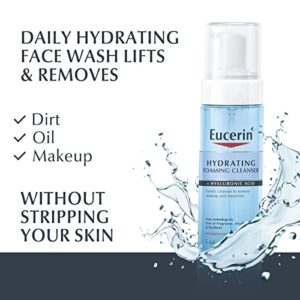 Eucerin Hydrating Foaming Daily Facial Cleanser with Hyaluronic Acid, 5 Fl Oz