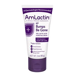 amlactin kp bumps be gone hydrating cream, moisturizing cream for rough and bumpy dry skin, 3 oz tube