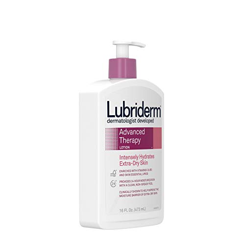 Lubriderm Advanced Therapy Fragrance-Free Moisturizing Lotion with Vitamins E and Pro-Vitamin B5, Intense Hydration for Extra Dry Skin, Non-Greasy Formula, Pack of Three, 3 x 16 fl. oz