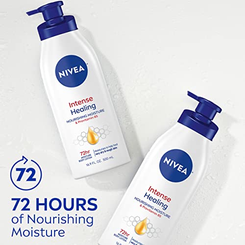 NIVEA Intense Healing Body Lotion, 72 Hour Moisture for Dry to Very Dry Skin, Body Lotion for Dry Skin, 16.9 Fl Oz Pump Bottle