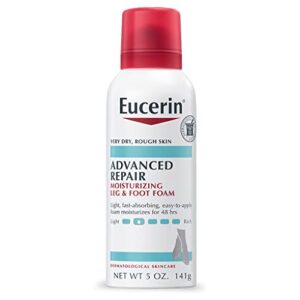 eucerin advanced repair moisturizing leg and foot foam, leg and foot moisturizer, 5 oz