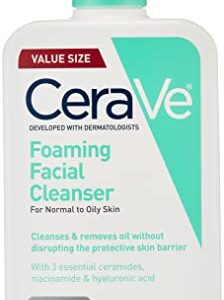 CeraVe Foaming Facial Cleanser | Daily Face Wash for Oily Skin with Hyaluronic Acid, Ceramides, and Niacinamide| Fragrance Free Paraben Free | 16 Fluid Ounce