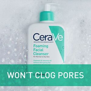 CeraVe Foaming Facial Cleanser | Daily Face Wash for Oily Skin with Hyaluronic Acid, Ceramides, and Niacinamide| Fragrance Free Paraben Free | 16 Fluid Ounce