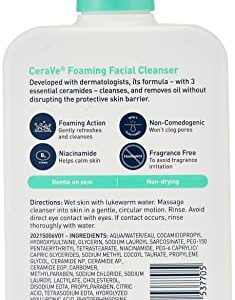 CeraVe Foaming Facial Cleanser | Daily Face Wash for Oily Skin with Hyaluronic Acid, Ceramides, and Niacinamide| Fragrance Free Paraben Free | 16 Fluid Ounce