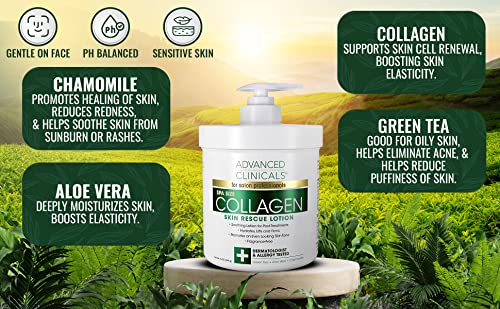 Advanced Clinicals Collagen Cream + Hyaluronic Acid Lotion Moisturizer Face & Body Skin Care Set. Collagen Lotion Restores Sagging Skin & Hyaluronic Acid Anti Aging Cream Hydrates Dry Skin, 2-Pack