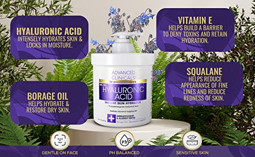 Advanced Clinicals Collagen Cream + Hyaluronic Acid Lotion Moisturizer Face & Body Skin Care Set. Collagen Lotion Restores Sagging Skin & Hyaluronic Acid Anti Aging Cream Hydrates Dry Skin, 2-Pack